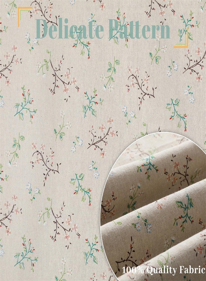 Moslovstar Linen French Door Curtains Set of 2, Elegant Country Style Little Grass and Flower Front Door Curtain Dual Rod Pocket Tiebacks Included, 25" W x 72" L - Image 5
